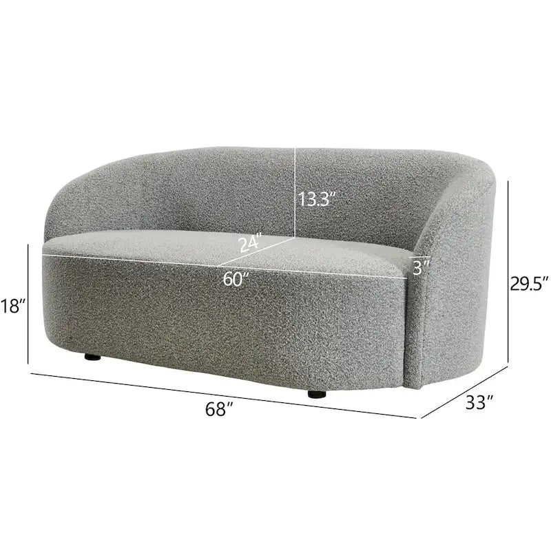KINWELL Causeuse Rembourrée en Sherpa Canapé Bouclé, 68W