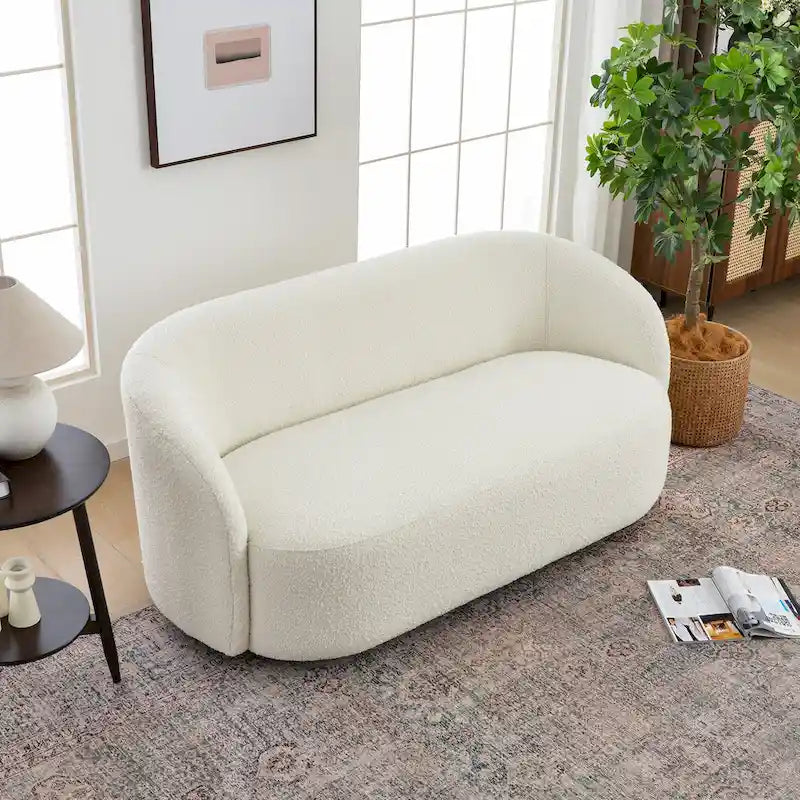 KINWELL Causeuse Rembourrée en Sherpa Canapé Bouclé, 68W