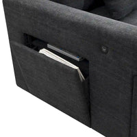 Canapé sectionnel en U 128 avec ottomane, ensemble de canapés 6 places avec rangement intégré, ports USB et porte-gobelets