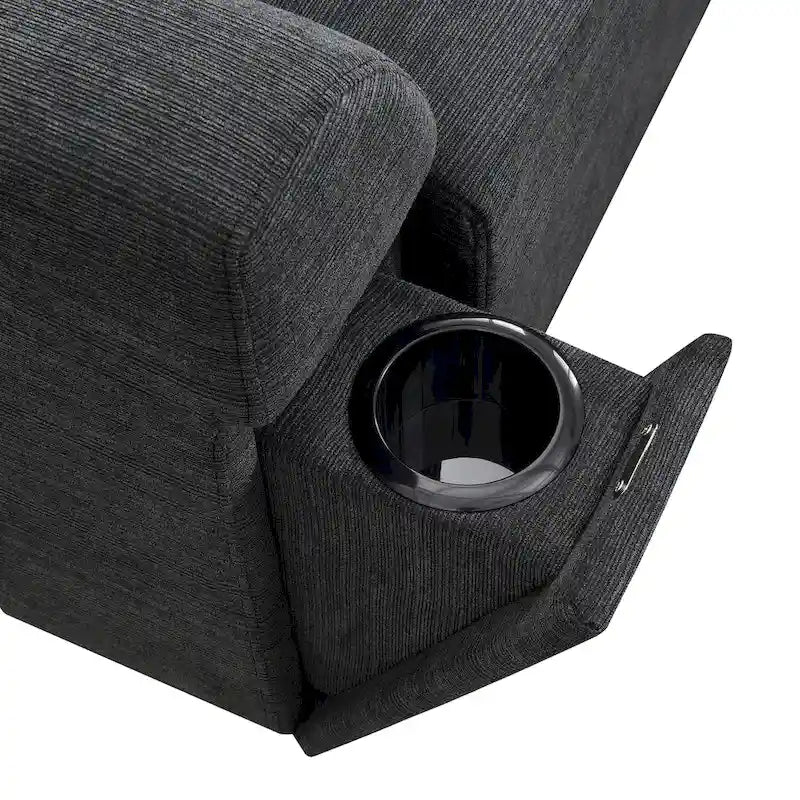 Canapé sectionnel en U 128 avec ottomane, ensemble de canapés 6 places avec rangement intégré, ports USB et porte-gobelets