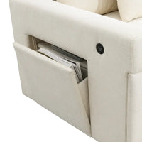 Canapé sectionnel en U 128 avec ottomane, ensemble de canapés 6 places avec rangement intégré, ports USB et porte-gobelets