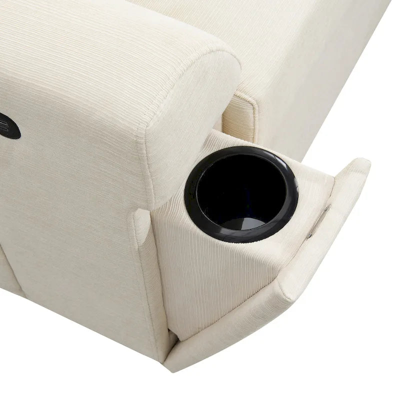 Canapé sectionnel en U 128 avec ottomane, ensemble de canapés 6 places avec rangement intégré, ports USB et porte-gobelets