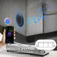 Canapé sectionnel intelligent en chenille 96 avec enceinte Bluetooth, tablette rabattable & chargeur USB et canapé nuage 3 places