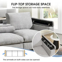Canapé sectionnel intelligent en chenille 96 avec enceinte Bluetooth, tablette rabattable & chargeur USB et canapé nuage 3 places