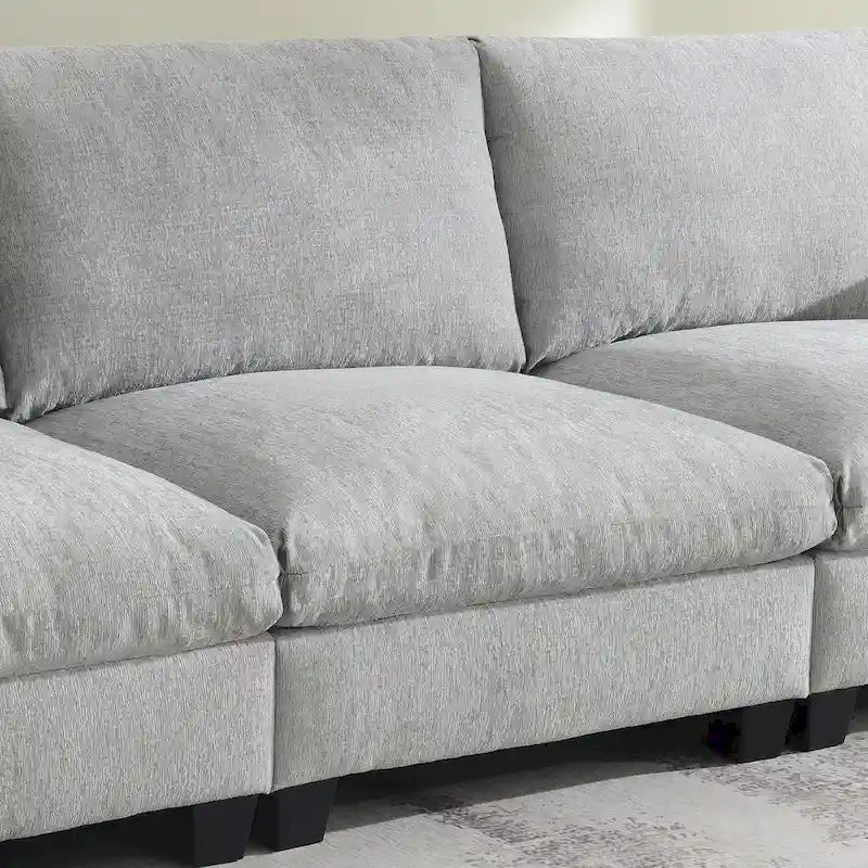 Canapé sectionnel intelligent en chenille 96 avec enceinte Bluetooth, tablette rabattable & chargeur USB et canapé nuage 3 places