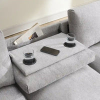 Canapé sectionnel intelligent en chenille 96 avec enceinte Bluetooth, tablette rabattable & chargeur USB et canapé nuage 3 places