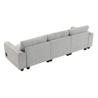 Canapé sectionnel intelligent en chenille 96 avec enceinte Bluetooth, tablette rabattable & chargeur USB et canapé nuage 3 places