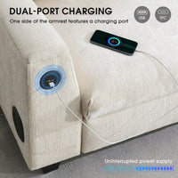 Canapé sectionnel intelligent en chenille 96 avec enceinte Bluetooth, tablette rabattable & chargeur USB et canapé nuage 3 places