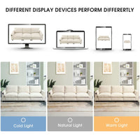 Canapé sectionnel intelligent en chenille 96 avec enceinte Bluetooth, tablette rabattable & chargeur USB et canapé nuage 3 places