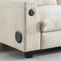 Canapé sectionnel intelligent en chenille 96 avec enceinte Bluetooth, tablette rabattable & chargeur USB et canapé nuage 3 places