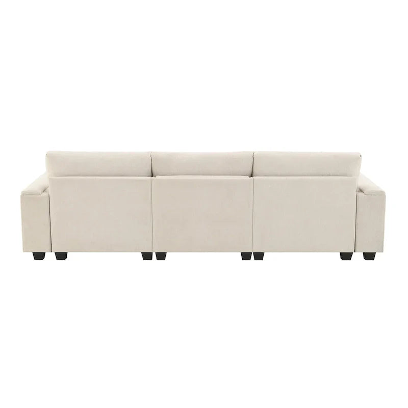 Canapé sectionnel intelligent en chenille 96 avec enceinte Bluetooth, tablette rabattable & chargeur USB et canapé nuage 3 places