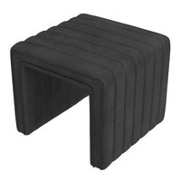 Ada Ottoman Pouf, Similicuir noir capitonné, 48 cm