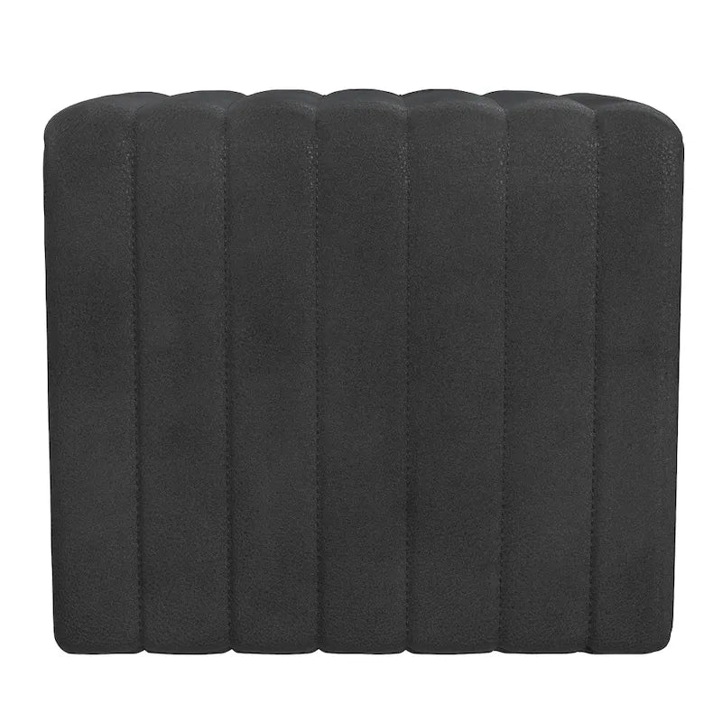 Ada Ottoman Pouf, Similicuir noir capitonné, 48 cm