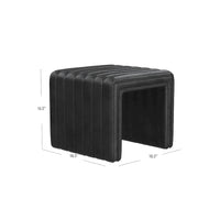 Ada Ottoman Pouf, Similicuir noir capitonné, 48 cm