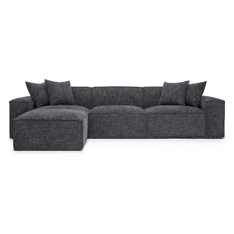Mindy Sectionnel modulable en chenille tissage panier - 115.3L x 70P x 28.2H