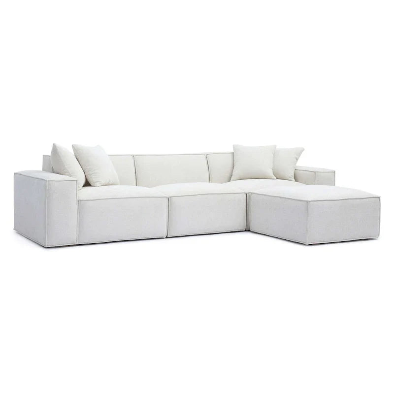 Mindy Sectionnel modulable en chenille tissage panier - 115.3L x 70P x 28.2H