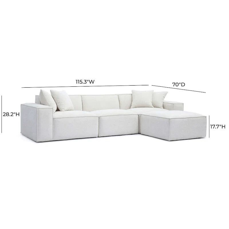 Mindy Sectionnel modulable en chenille tissage panier - 115.3L x 70P x 28.2H