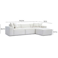 Mindy Sectionnel modulable en chenille tissage panier - 115.3L x 70P x 28.2H