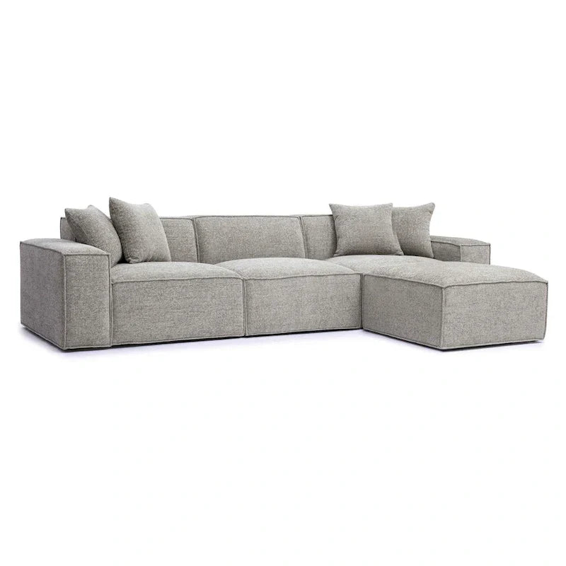 Mindy Sectionnel modulable en chenille tissage panier - 115.3L x 70P x 28.2H
