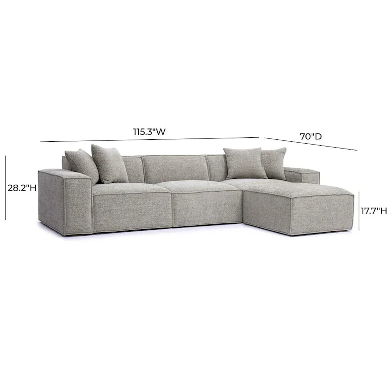 Mindy Sectionnel modulable en chenille tissage panier - 115.3L x 70P x 28.2H