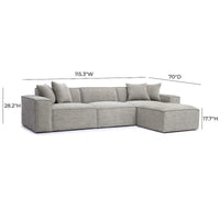 Mindy Sectionnel modulable en chenille tissage panier - 115.3L x 70P x 28.2H