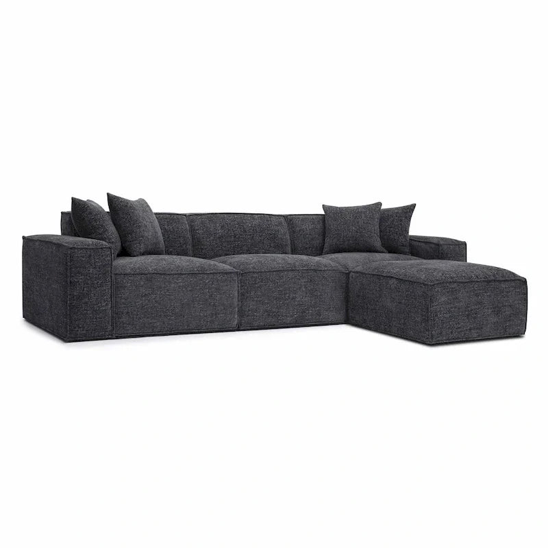 Mindy Sectionnel modulable en chenille tissage panier - 115.3L x 70P x 28.2H