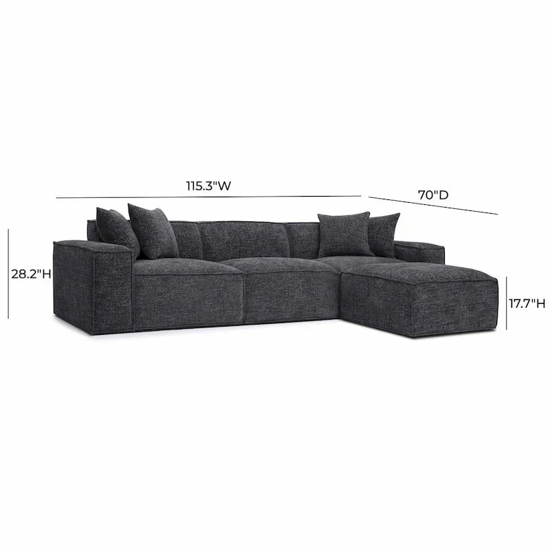 Mindy Sectionnel modulable en chenille tissage panier - 115.3L x 70P x 28.2H