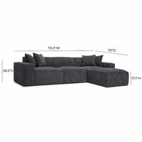 Mindy Sectionnel modulable en chenille tissage panier - 115.3L x 70P x 28.2H