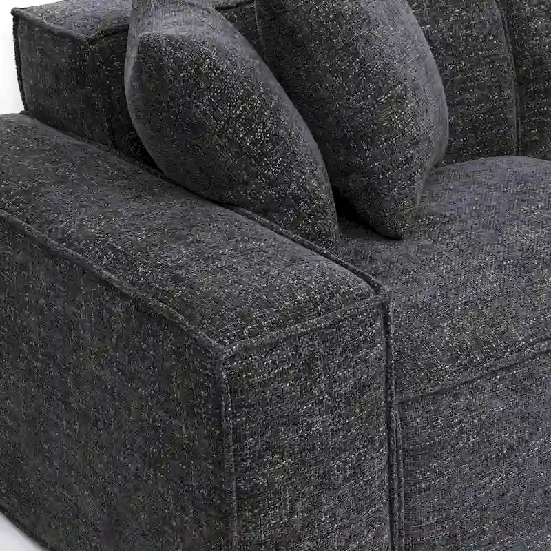 Mindy Sectionnel modulable en chenille tissage panier - 115.3L x 70P x 28.2H