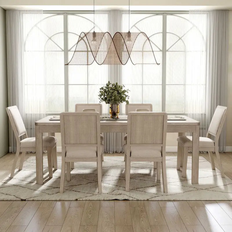 Ensemble de salle à manger 7 pièces moderne Billet en bois de chêne naturel Furniture of America
