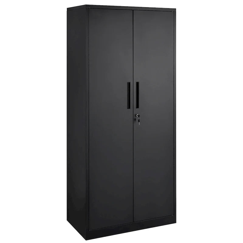 Armoire de rangement métallique verrouillable 75 pouces avec 4 étagères réglables et 2 portes magnétiques