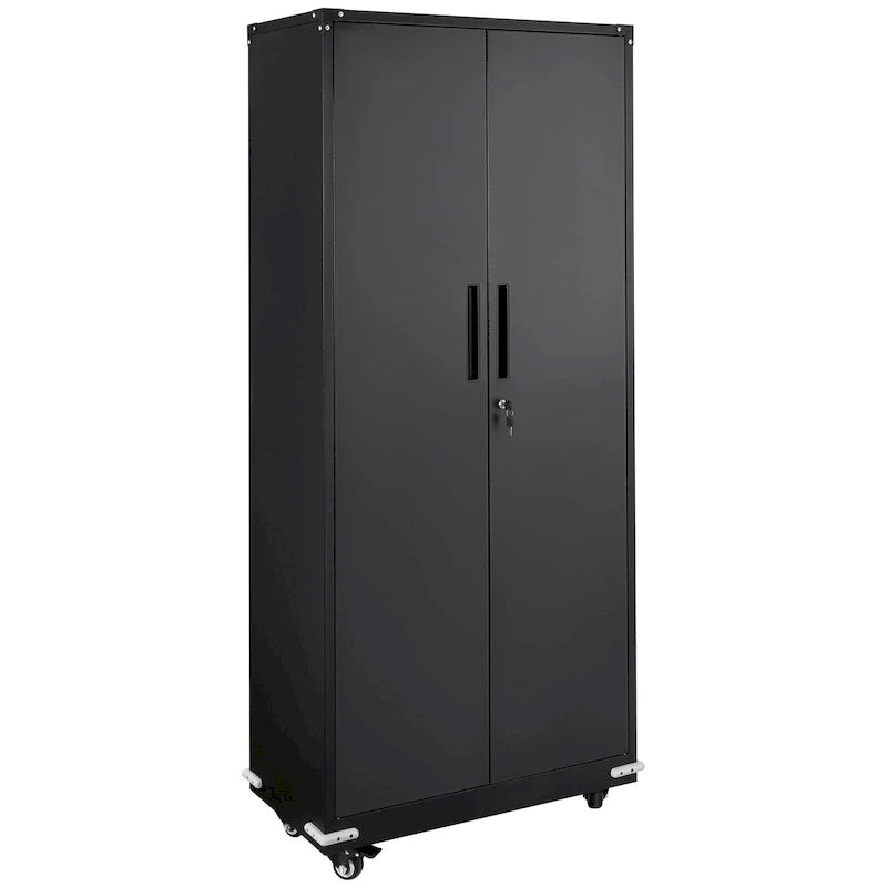 Armoire de rangement métallique verrouillable 75 pouces avec 4 étagères réglables et 2 portes magnétiques