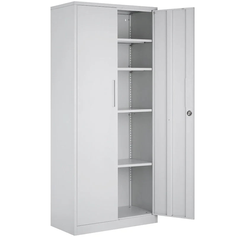 Armoire de rangement métallique verrouillable 75 pouces avec 4 étagères réglables et 2 portes magnétiques