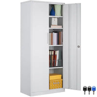 Armoire de rangement métallique verrouillable 75 pouces avec 4 étagères réglables et 2 portes magnétiques