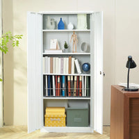Armoire de rangement métallique verrouillable 75 pouces avec 4 étagères réglables et 2 portes magnétiques