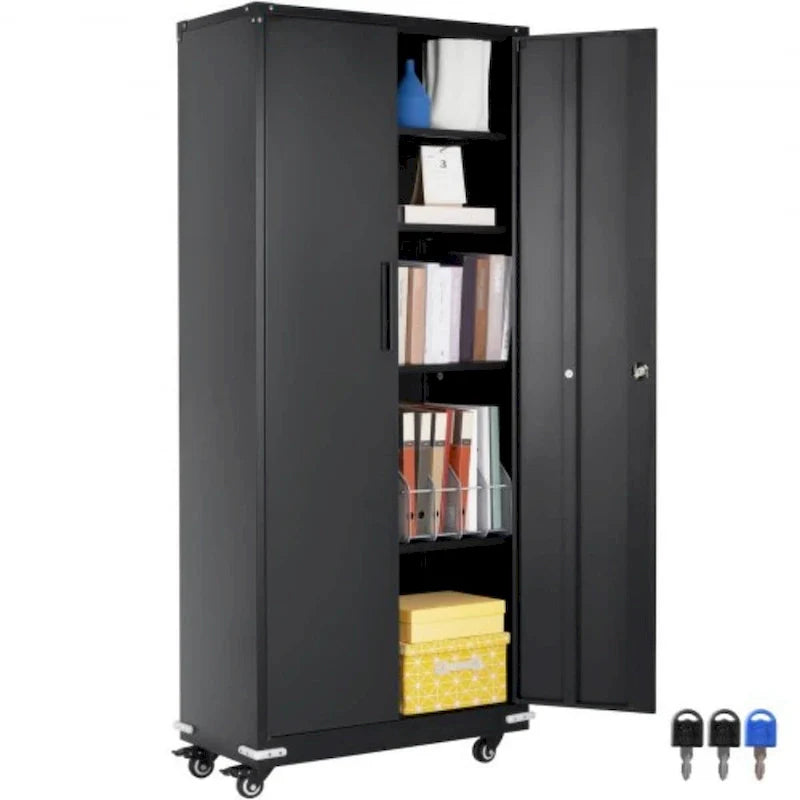 Armoire de rangement métallique verrouillable 75 pouces avec 4 étagères réglables et 2 portes magnétiques