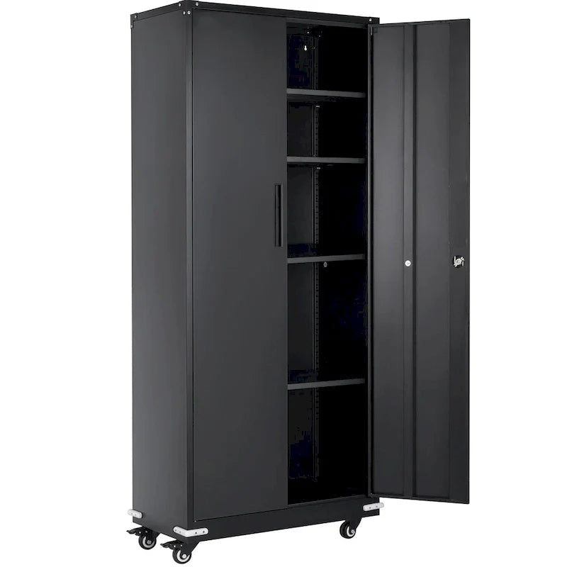 Armoire de rangement métallique verrouillable 75 pouces avec 4 étagères réglables et 2 portes magnétiques