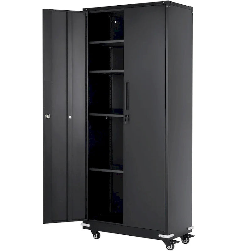 Armoire de rangement métallique verrouillable 75 pouces avec 4 étagères réglables et 2 portes magnétiques