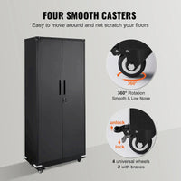 Armoire de rangement métallique verrouillable 75 pouces avec 4 étagères réglables et 2 portes magnétiques