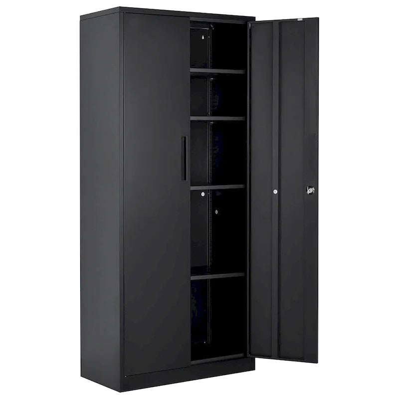 Armoire de rangement métallique verrouillable 75 pouces avec 4 étagères réglables et 2 portes magnétiques