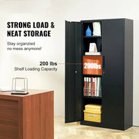 Armoire de rangement métallique verrouillable 75 pouces avec 4 étagères réglables et 2 portes magnétiques