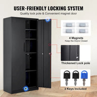 Armoire de rangement métallique verrouillable 75 pouces avec 4 étagères réglables et 2 portes magnétiques