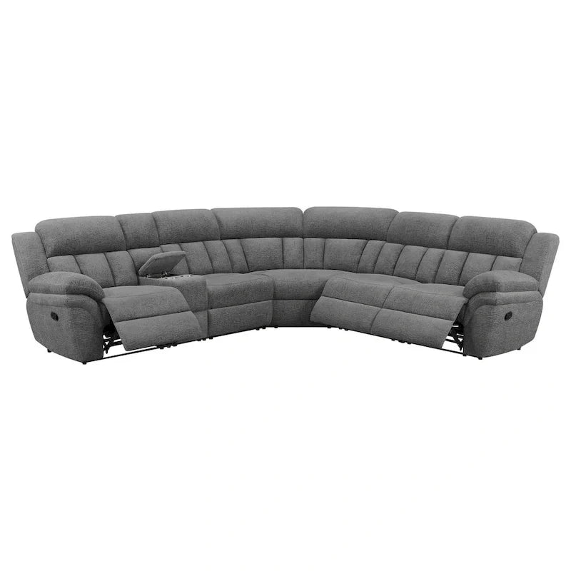 Canapé Sectionnel Modulable 6 Pièces Diko, Chenille Gris Foncé, Inclinaison Manuelle