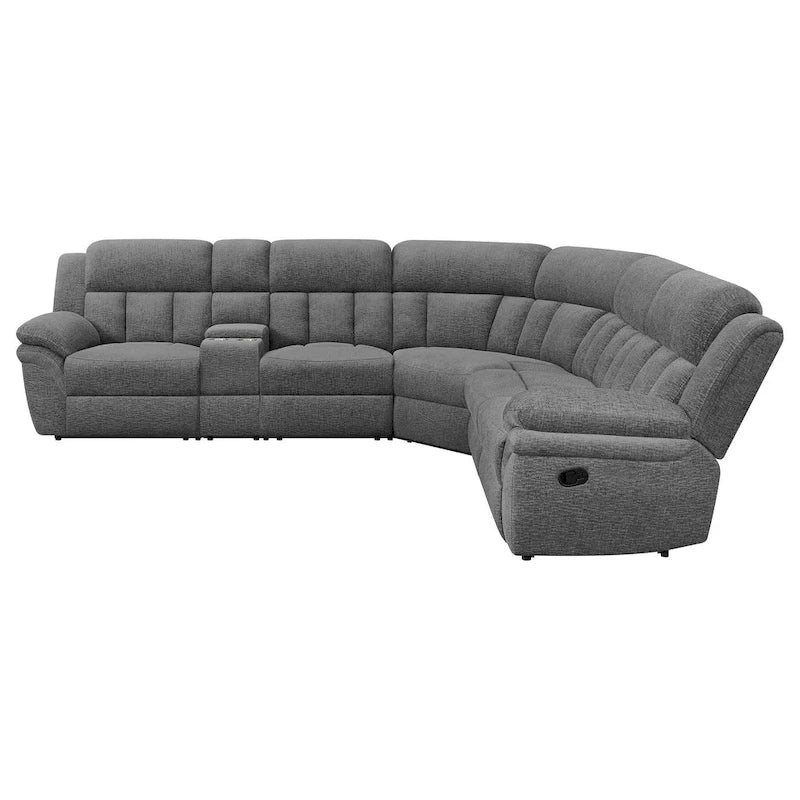 Canapé Sectionnel Modulable 6 Pièces Diko, Chenille Gris Foncé, Inclinaison Manuelle
