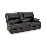 Causeuse Inclinable Électrique Monto, Cuir Noir, Porte-Gobelets, 82 pouces