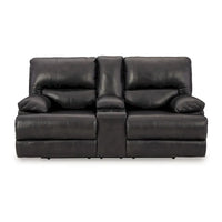 Causeuse Inclinable Électrique Monto, Cuir Noir, Porte-Gobelets, 82 pouces