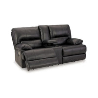 Causeuse Inclinable Électrique Monto, Cuir Noir, Porte-Gobelets, 82 pouces
