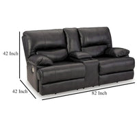 Causeuse Inclinable Électrique Monto, Cuir Noir, Porte-Gobelets, 82 pouces