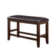Banc en bois à hauteur de comptoir avec assise en similicuir, marron et noir