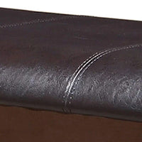 Banc en bois à hauteur de comptoir avec assise en similicuir, marron et noir